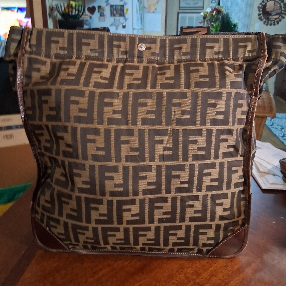 Fendi Tan and Black Monogram Messenger Bag